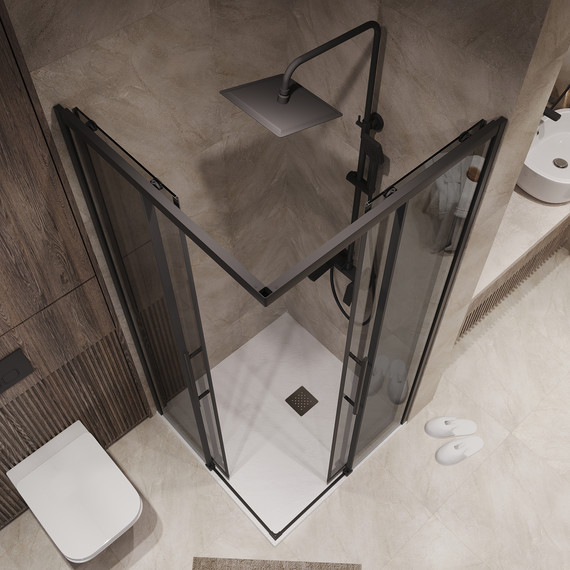 Душевое ограждение Niagara Nova 80x80 см NG-2828-34BLACK, чёрный матовый/тонированное - фото 5