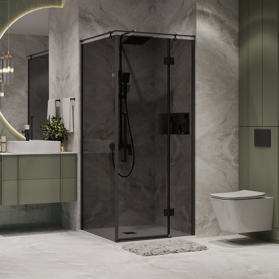 Душевое ограждение Niagara Nova 100x100 см NG-2832-34BLACK, чёрный матовый/тонированное - фото 
