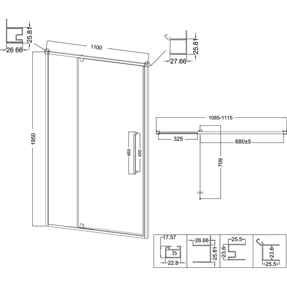 Душевая дверь Niagara Nova 110 см NG-35-11AGR, графит матовый/прозрачное - фото 12