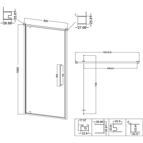 Душевая дверь Niagara Nova 80 см NG-35-8AGR, графит матовый/прозрачное - фото 12