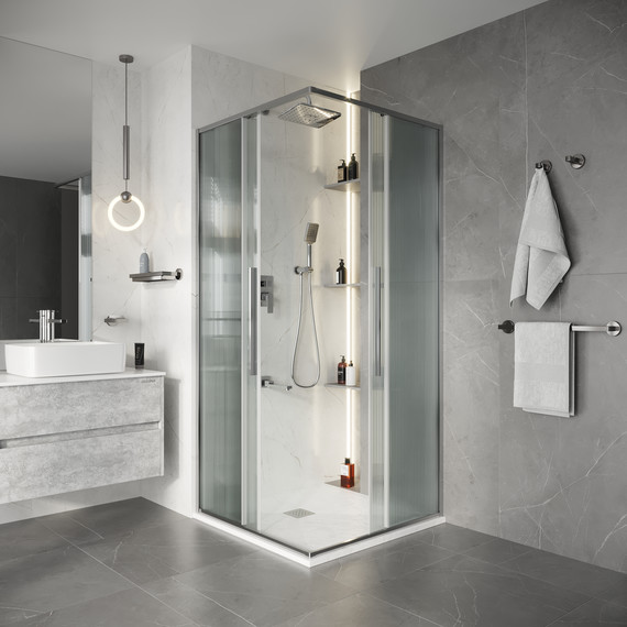 Душевое ограждение Niagara Nova 80x80 см NG-4622-34, хром/матовое/рифленое - фото 3