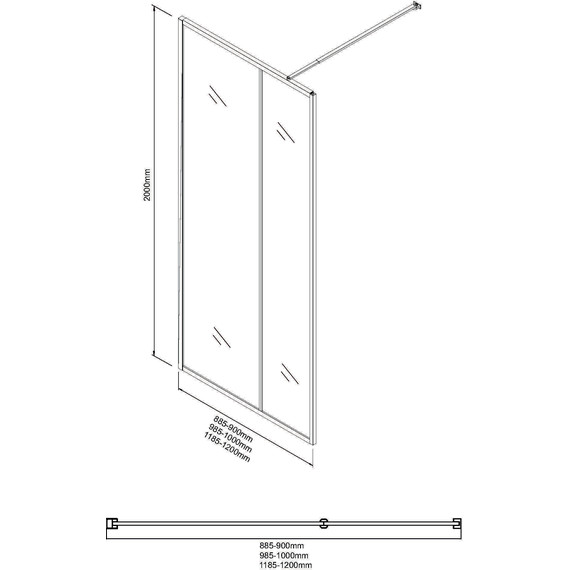 Душевая перегородка Niagara Nova 90 см NG-481-90FBLACK, чёрный матовый/матовое/тонированное - фото 10