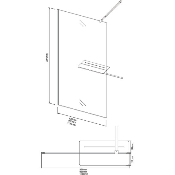 Душевая перегородка Niagara Nova 100 см NG-582-10BLACK, чёрный матовый/матовое - фото 10