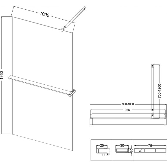 Душевая перегородка Niagara Nova 100 см NG-670-10ВLACK, чёрный матовый/прозрачное - фото 13