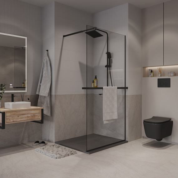 Душевая перегородка Niagara Nova 100 см NG-670-10ВLACK, чёрный матовый/прозрачное - фото 4