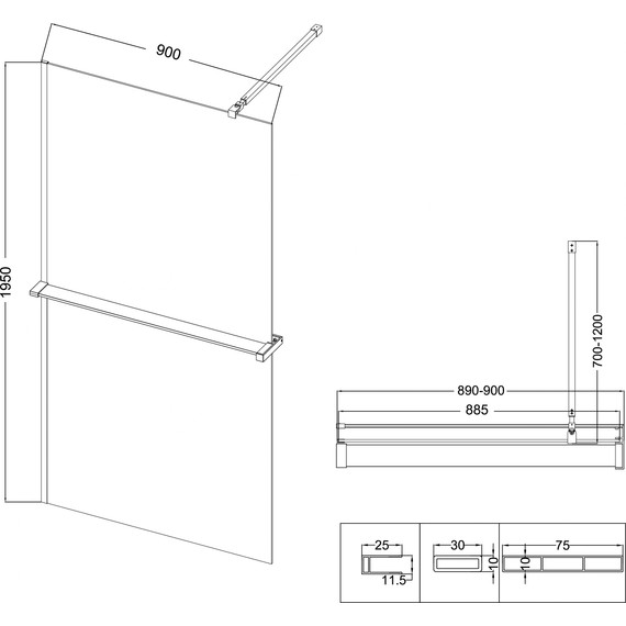 Душевая перегородка Niagara Nova 90 см NG-670-90ВLACK, чёрный матовый/прозрачное - фото 13