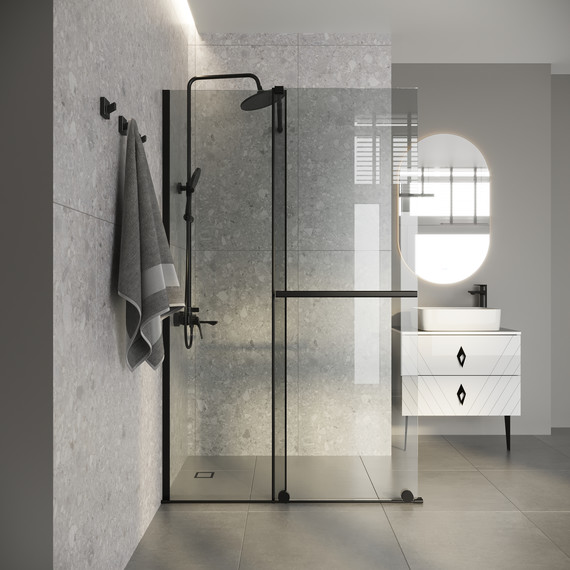 Душевая перегородка Niagara Nova 100 см NG-671-10BLACK, чёрный матовый/прозрачное - фото 3