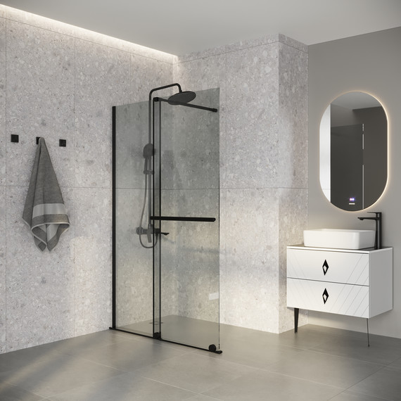 Душевая перегородка Niagara Nova 120 см NG-671-12BLACK, чёрный матовый/прозрачное - фото 4