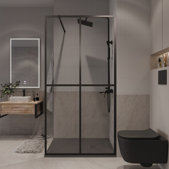 Душевая перегородка Niagara Nova 100 см NG-686-10BLACK, чёрный матовый/прозрачное - фото, картинка 4 Душевая перегородка Niagara Nova 100 см NG-686-10BLACK, чёрный матовый/прозрачное - фото 4