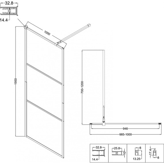 Душевая перегородка Niagara Nova 100 см NG-688-10BLACK, чёрный матовый/прозрачное - фото 10