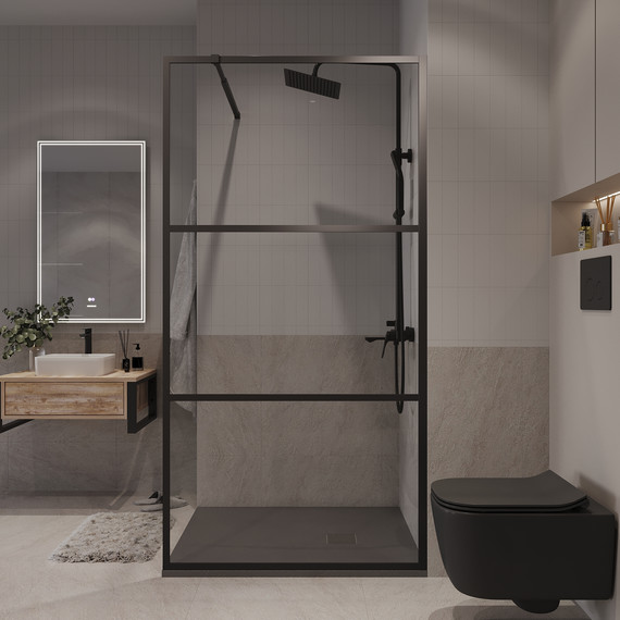 Душевая перегородка Niagara Nova 90 см NG-688-90BLACK, чёрный матовый/прозрачное - фото 3