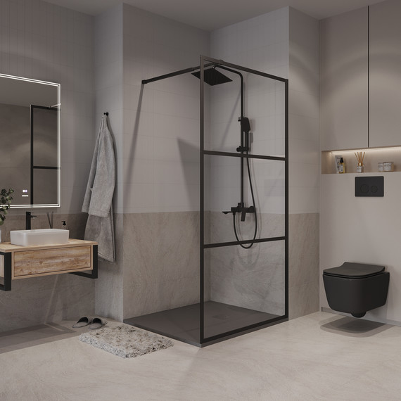 Душевая перегородка Niagara Nova 90 см NG-688-90BLACK, чёрный матовый/прозрачное - фото 4