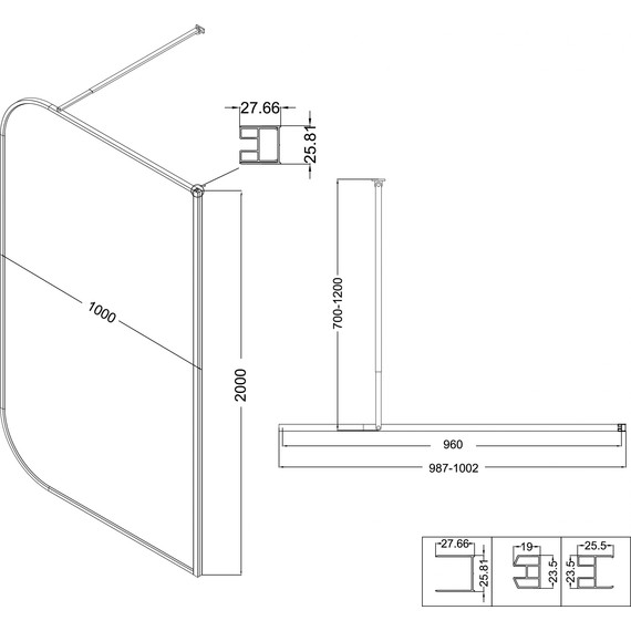 Душевая перегородка Niagara Nova 100 см NG-689-10TBLACK, чёрный матовый/тонированное - фото 10