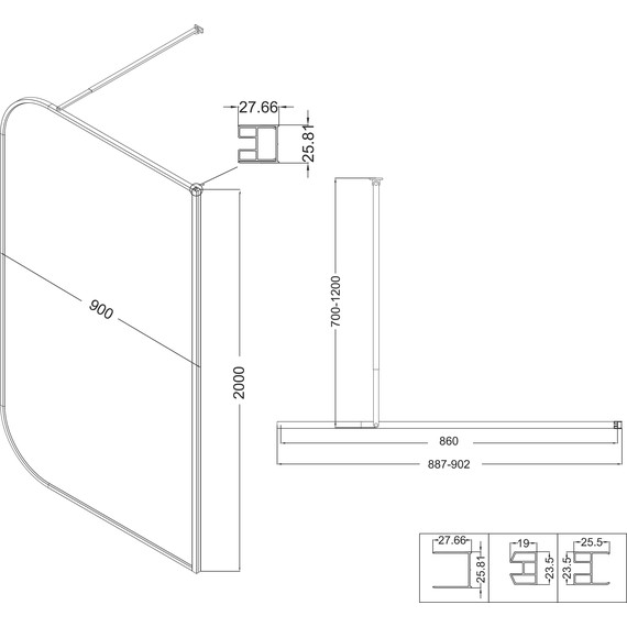 Душевая перегородка Niagara Nova 90 см NG-689-90TBLACK, чёрный матовый/тонированное - фото 10
