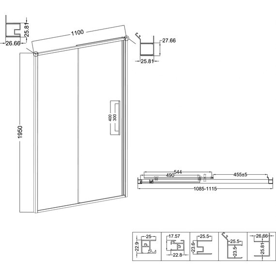 Душевая дверь Niagara Nova 110 см NG-84-L11CHB, чёрный матовый/шиншилла - фото 12