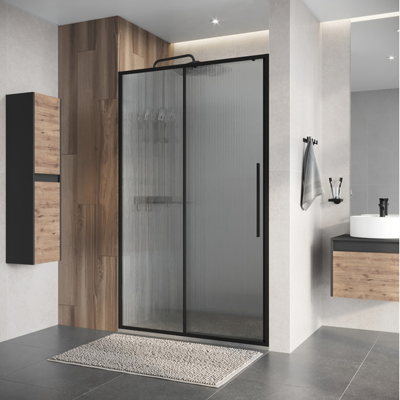 Душевая дверь Niagara Nova 120 см NG-84-L12FHB, чёрный матовый/матовое/рифленое - фото 