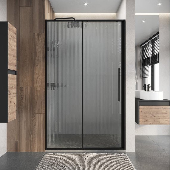 Душевая дверь Niagara Nova 120 см NG-84-L12FHB, чёрный матовый/матовое/рифленое - фото 4