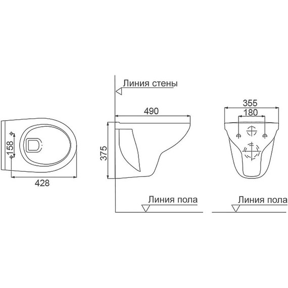 Инсталляция с подвесным унитазом комплект: Grohe Rapid SL 38772001 с подвесным безободковым унитазом Creo Ceramique Project PR1100N сиденье микролифт, крепление, кнопка смыва хром - фото 15