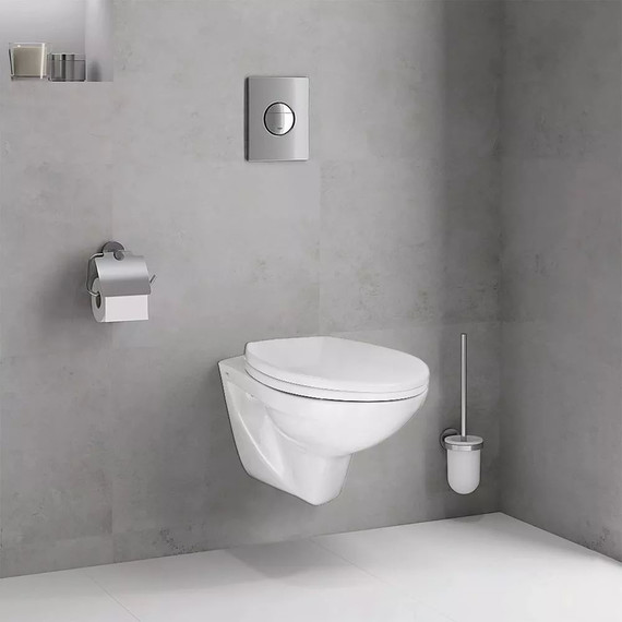 Инсталляция с подвесным унитазом комплект: Grohe Rapid SL 38772001 с подвесным безободковым унитазом Creo Ceramique Project PR1100N сиденье микролифт, крепление, кнопка смыва хром - фото 11