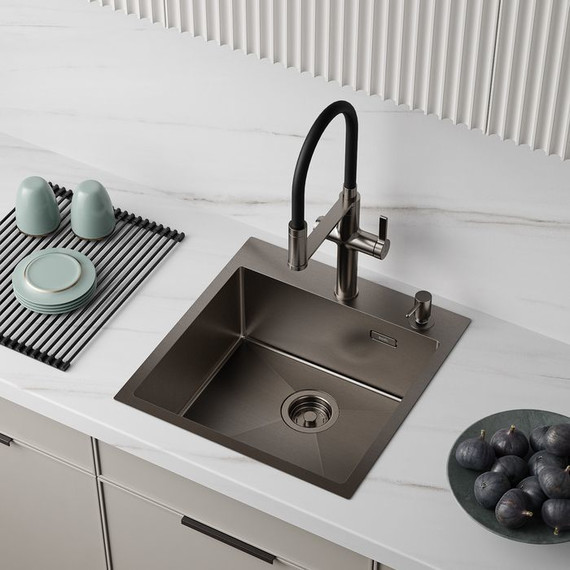 Кухонная мойка Iddis Haze HAZ49GMi77, графит матовый - фото, картинка 3 Кухонная мойка Iddis Haze HAZ49GMi77, графит матовый - фото 3