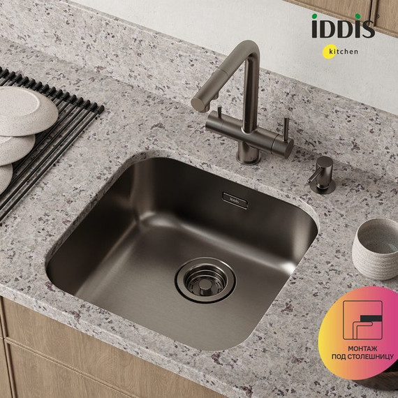 Кухонная мойка Iddis Mate MAT44GMi77, графит матовый - фото, картинка 4 Кухонная мойка Iddis Mate MAT44GMi77, графит матовый - фото 4