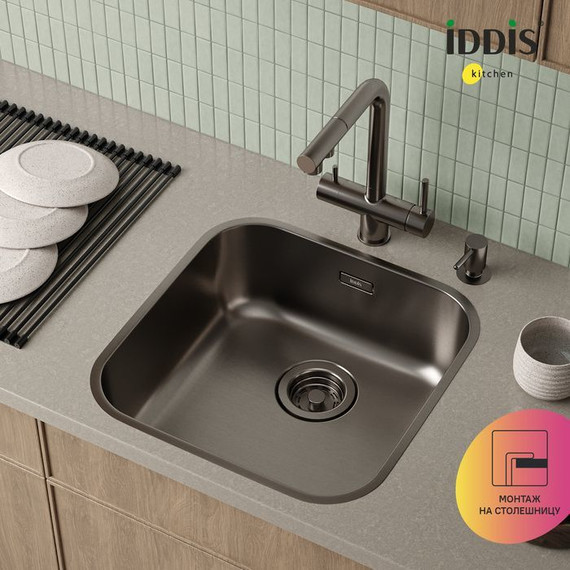 Кухонная мойка Iddis Mate MAT44GMi77, графит матовый - фото, картинка 5 Кухонная мойка Iddis Mate MAT44GMi77, графит матовый - фото 5