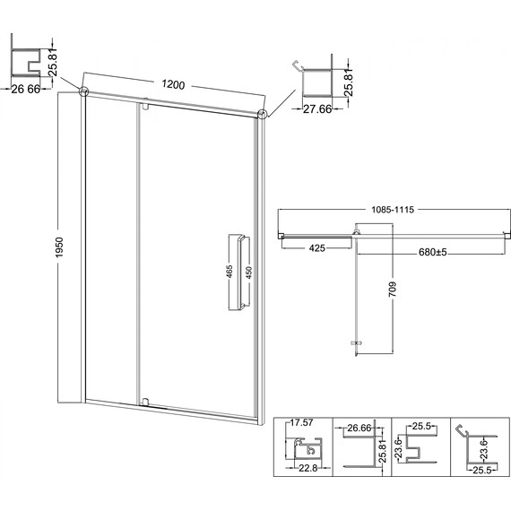 Душевая дверь Niagara Nova 120 см NG-45-12ASG, золото брашированное/прозрачное - фото 12