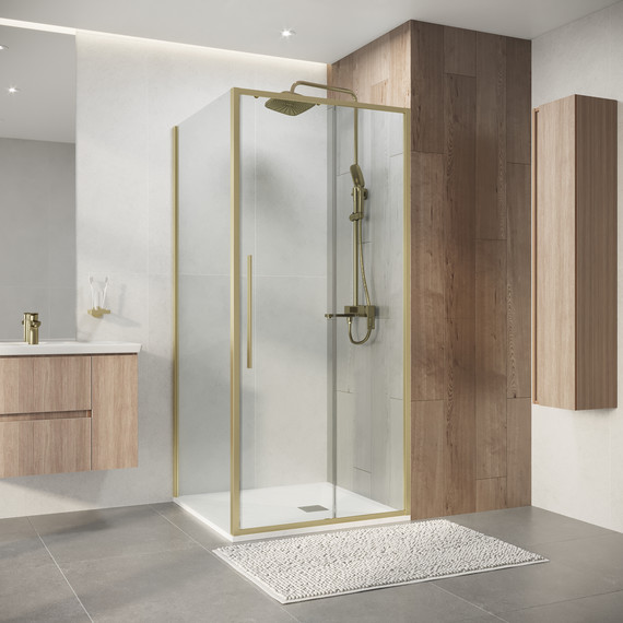 Душевое ограждение Niagara Nova 90x90 см NG-44-9ASG-A90SG-34, золото брашированное/прозрачное - фото 