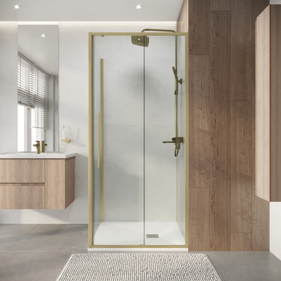 Душевое ограждение Niagara Nova 90x100 см NG-44-9ASG-A100SG-34, золото брашированное/прозрачное - фото 4
