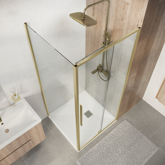 Душевое ограждение Niagara Nova 90x80 см NG-44-9ASG-A80SG-34, золото брашированное/прозрачное - фото 6