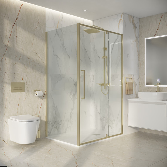 Душевое ограждение Niagara Nova 110x80 см NG-45-11ASG-A80SG-34, золото брашированное/прозрачное - фото 5