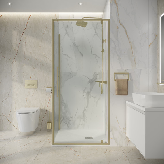 Душевое ограждение Niagara Nova 90x100 см NG-45-9ASG-A100SG-34, золото брашированное/прозрачное - фото 4