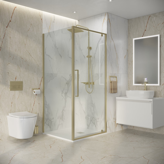 Душевое ограждение Niagara Nova 100x80 см NG-45-10ASG-A80SG-34, золото брашированное/прозрачное - фото 5