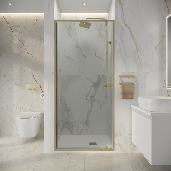 Душевая дверь Niagara Nova 90 см NG-45-9ASG, золото брашированное/прозрачное - фото 4