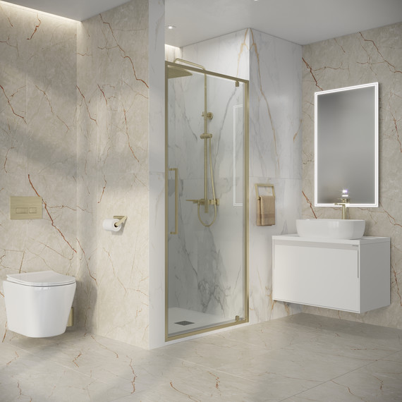 Душевая дверь Niagara Nova 100 см NG-45-10ASG, золото брашированное/прозрачное - фото 5