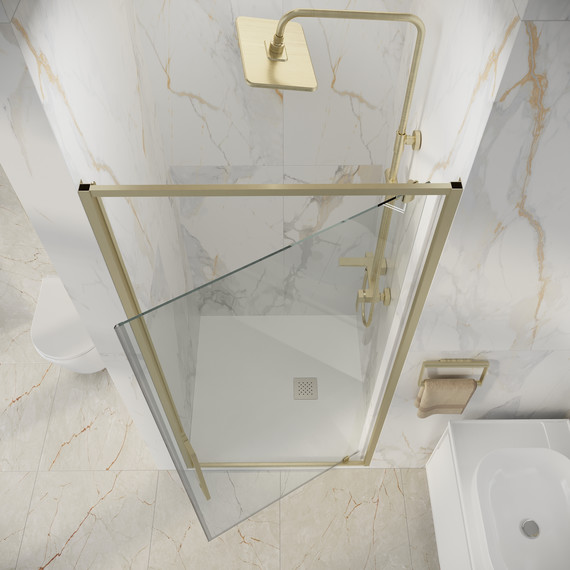 Душевая дверь Niagara Nova 90 см NG-45-9ASG, золото брашированное/прозрачное - фото 6