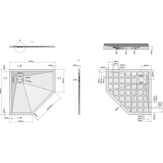 Поддон каменный Grossman Strong 90x90 см GR-S19090D, белый матовый - фото 7