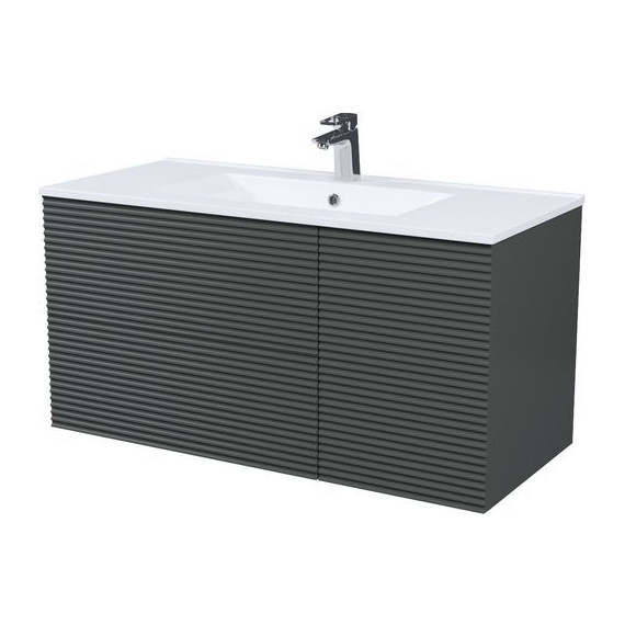 Тумба подвесная с раковиной Iddis Bild 100 см BIL10G0i95K, тёмно-серый - фото 2