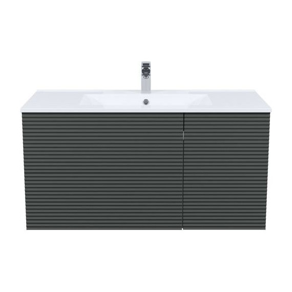 Тумба подвесная с раковиной Iddis Bild 100 см BIL10G0i95K, тёмно-серый - фото 3