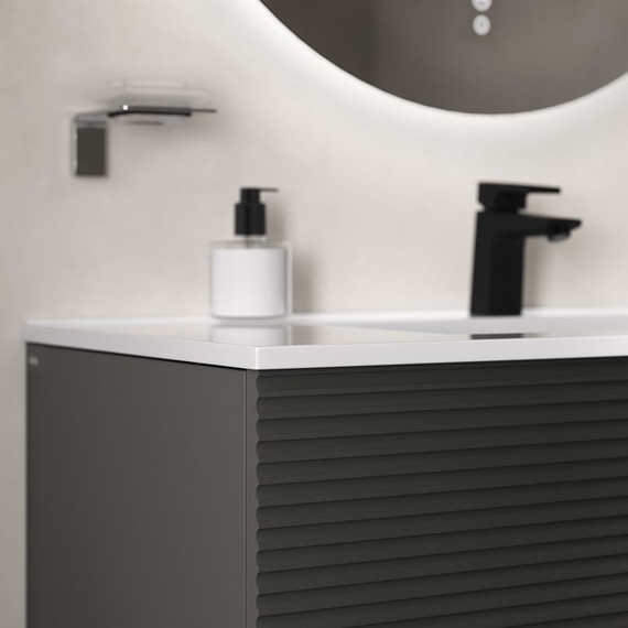 Тумба подвесная с раковиной Iddis Bild 100 см BIL10G0i95K, тёмно-серый - фото 6