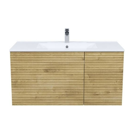 Тумба подвесная с раковиной Iddis Bild 100 см BIL10V0i95K, дуб светлый - фото 3