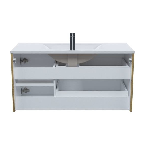 Тумба подвесная с раковиной Iddis Bild 100 см BIL10V0i95K, дуб светлый - фото 4