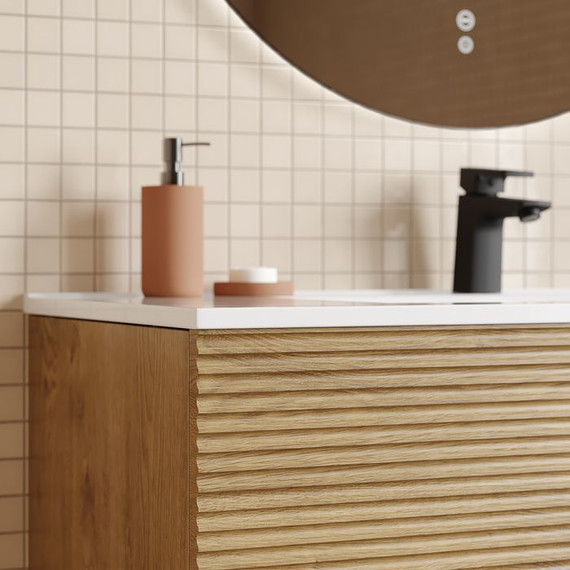 Тумба подвесная с раковиной Iddis Bild 100 см BIL10V0i95K, дуб светлый - фото 6