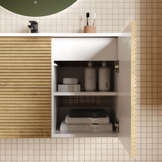 Тумба подвесная с раковиной Iddis Bild 100 см BIL10V0i95K, дуб светлый - фото 9