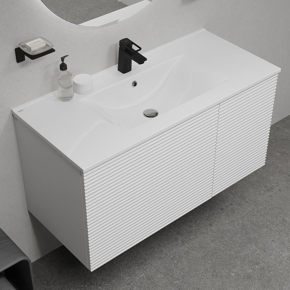 Тумба подвесная с раковиной Iddis Bild 100 см BIL10W0i95K, белый - фото 