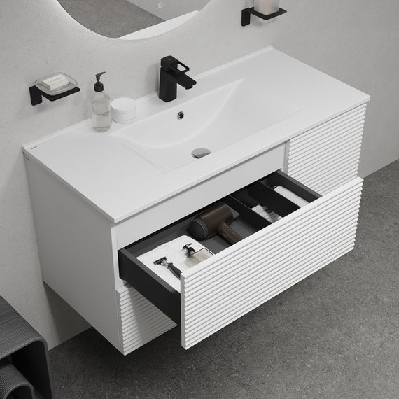 Тумба подвесная с раковиной Iddis Bild 100 см BIL10W0i95K, белый - фото 7