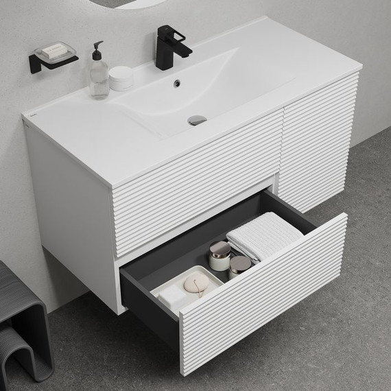 Тумба подвесная с раковиной Iddis Bild 100 см BIL10W0i95K, белый - фото 8