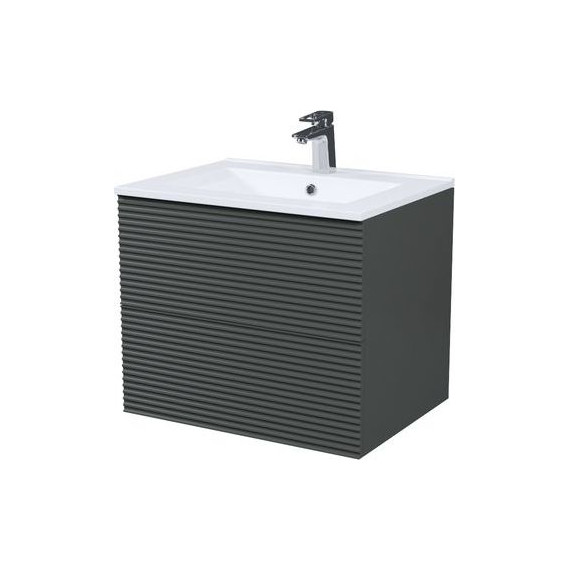 Тумба подвесная с раковиной Iddis Bild 60 см BIL60G0i95K, тёмно-серый - фото 2