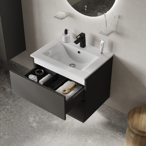 Тумба подвесная с раковиной Iddis Bild 60 см BIL60G0i95K, тёмно-серый - фото 7