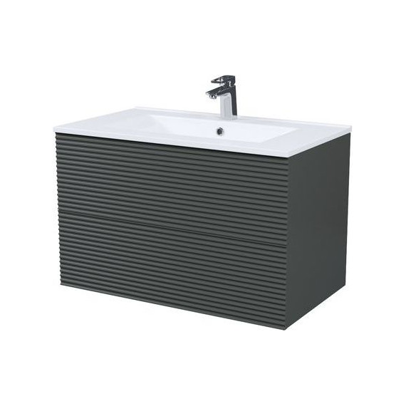 Тумба подвесная с раковиной Iddis Bild 80 см BIL80G0i95K, тёмно-серый - фото 2